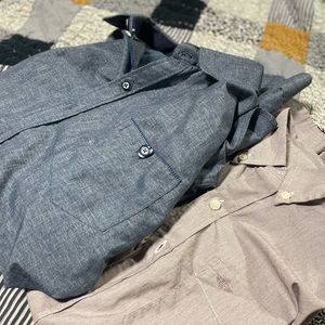 2 SMALL MENS BUTTON DOWN DOCKERS, craft and flow BUNDLE SHIRTS NAVY BLUE